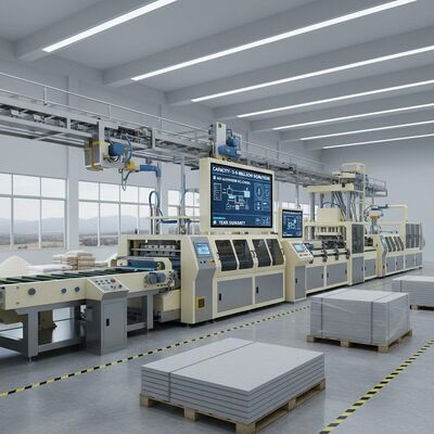 خط إنتاج ألواح أسمنت ليفي بسعة 3-5 مليون متر مربع نظام تحكم PLC عالي الأتمتة ضمان لمدة سنة واحدة أتمتة