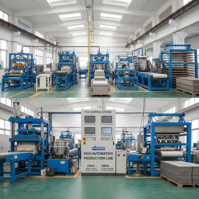 أتمتة عالية مع نظام تحكم PLC خط إنتاج ألواح الألياف الاسمنتية 200kw السعة السنوية 2-8 مليون متر مربع معالجة المواد
